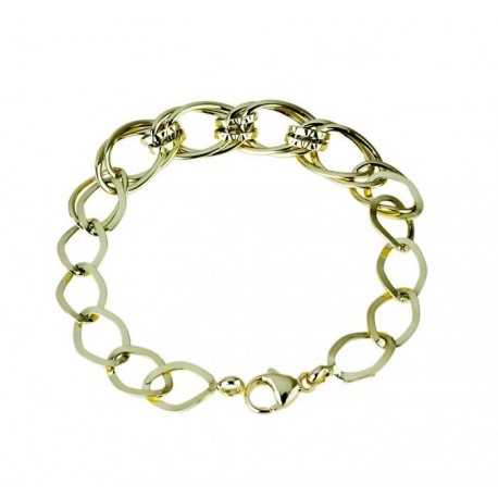 Bracciale catena a scalare con maglie ovali lucide e lavorate BR984G