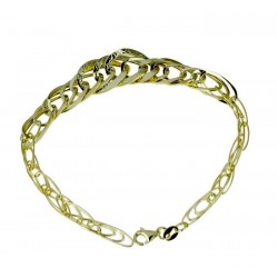 Bracciale catena a scalare con maglie ovali lucide e lavorate BR983G