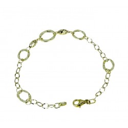 Bracelet chaîne à maillons ronds et sphères ovales travaillées BR997G