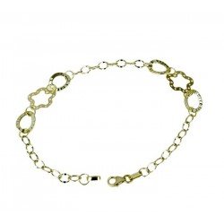 Bracciale catena a scalare con maglie a fiore e ovali lavorate BR994G