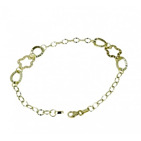 Armband mit Verlaufskette, Blume und ovalen Gliedern BR994G