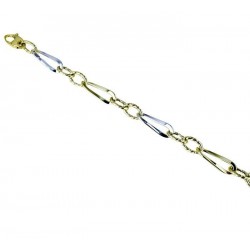 Chain bracelet with shiny and worked twisted oval links BR990BC