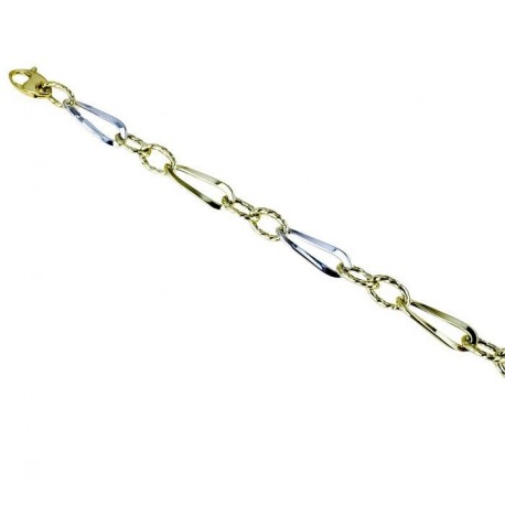 Chain bracelet with shiny and worked twisted oval links BR990BC