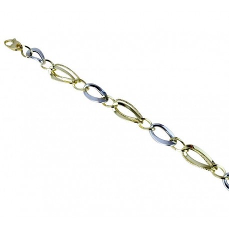 Chain bracelet with shiny and worked twisted oval links BR992BC