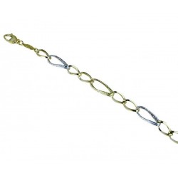 Chain bracelet with shiny and worked twisted oval links BR991BC