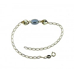 Bracelet with zircon oval and shiny and twisted links BR3029G