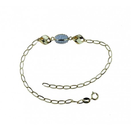 Bracciale con ovalino zirconato e maglie lucide e ritorte BR3029G