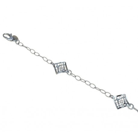 Bracelet chaîne à maillons diamants torsadés et ajourés BR955B
