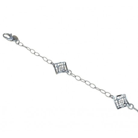 Chain bracelet with twisted and perforated diamond links BR955B