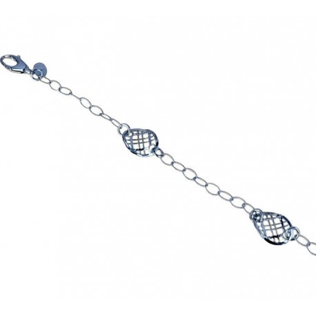 Chain bracelet with twisted and perforated oval links BR954B