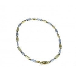 Bracciale a catena tubolare in oro bianco e giallo BR878BC