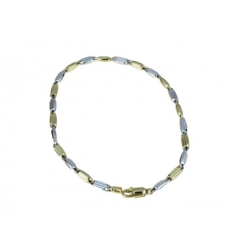 BR878BC white and yellow gold tubular chain bracelet