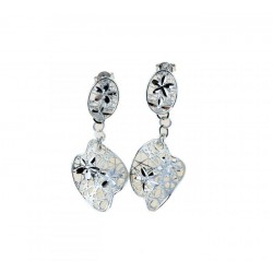 Boucles d'oreilles pendantes ajourées ondulées avec fleurs sculptées O2213B