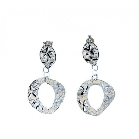 Boucles d'oreilles pendantes ajourées ondulées avec fleurs sculptées O2214B