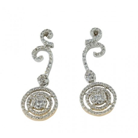 Boucles d'oreilles pendantes rondes pavées d'oxydes de zirconium blancs O2172B