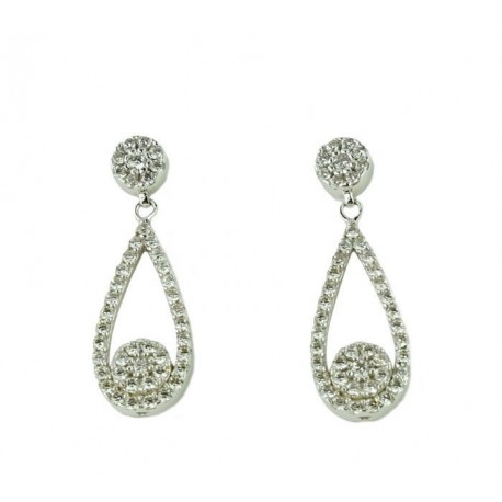 Boucles d'oreilles pendantes zircon cubique blanc O2170B