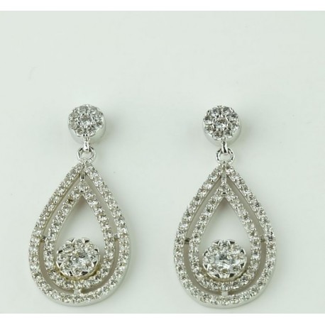 Boucles d'oreilles pendantes zircon cubique blanc O2171B