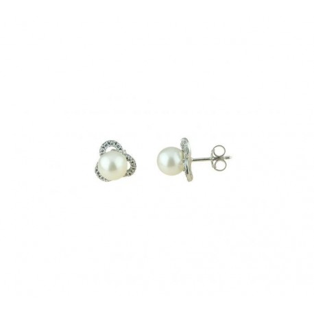 Boucles d'oreilles perle et zircon O2080B