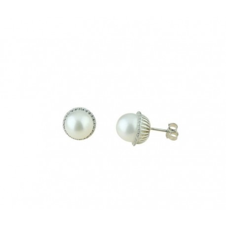 Pearl and zircon earrings O2081B