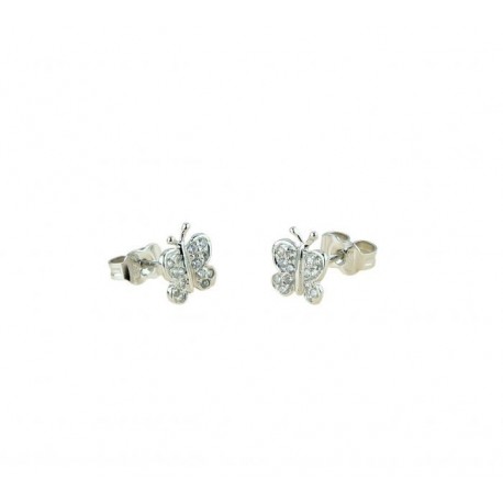 Boucles d'oreilles papillon avec pavé d'oxydes de zirconium O2154B