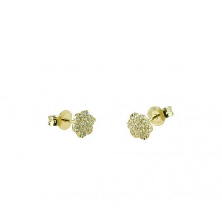 Boucles d'oreilles patch pavé de zircons cubiques hexagonaux O2156G