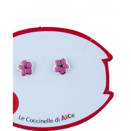 Boucles d'oreilles fleur avec émail O2322G