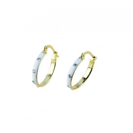 Hoop earrings with white enamel O2342G