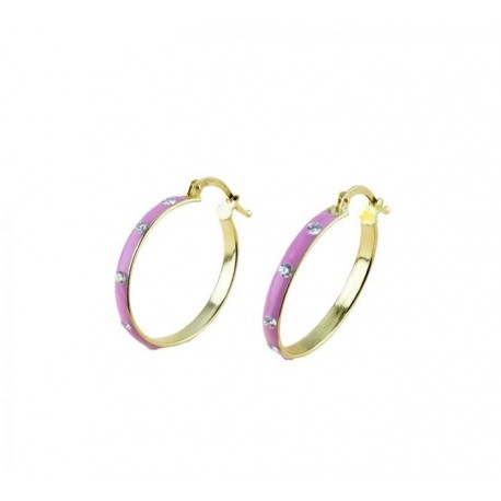 Boucles d'oreilles cercles avec émail rose O2344G