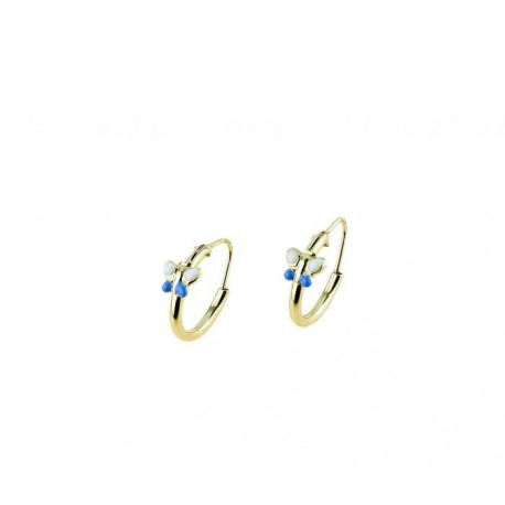 Circles earrings with enameled butterfly O2348G