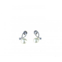 Earrings with pearl and zircon O2969B