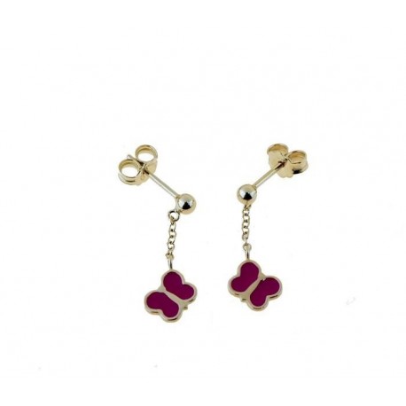 Fuchsia enamel butterfly pendant earrings O3090G