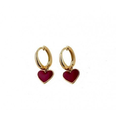 Red enamel heart earrings O3140R