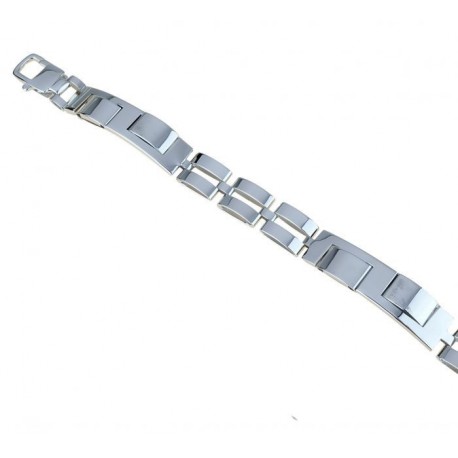 Bracciale con piastre scatolate fantasia e maglie sfinestrate BR864B