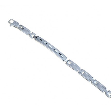 Bracelet with polished and machined boxed plates BR860B