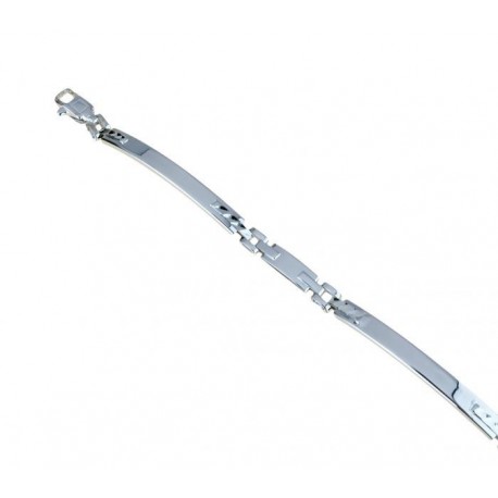 Bracciale con piastre scatolate lucide e lavorate BR857B