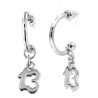 Boucles d'oreilles cercle en métal I Love Capri avec pendentif porte-bonheur 13