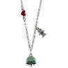 Collier I Love Capri En Métal Clochette Et Noeud Central Et Pendentifs Forme Enfant Et Coeur