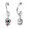 Boucles d'oreilles I Love Capri en pendentif cloche en métal avec émaux multicolores