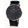 DANIEL WELLINGTON WATCH Black Cornwall Rosè Black fabric DW00100148